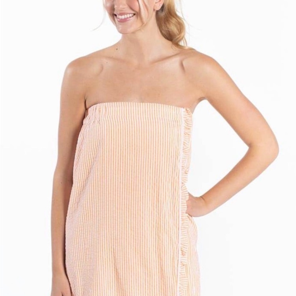 Orange Sherbet Seersucker Spa Wrap